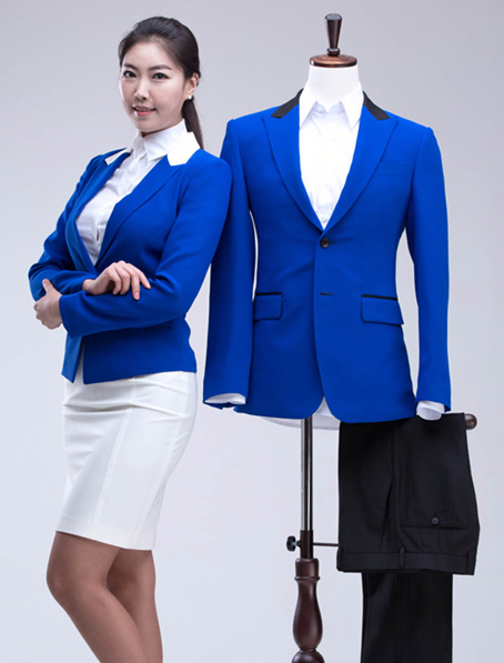 重庆宝蓝色职业装套裙定做