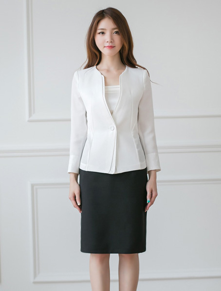 重庆销售职业装定做厂家,黑色前台女职业装套裙制服订制