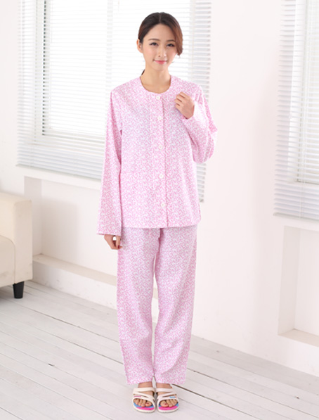 重庆粉色印花病号服订做,女士分体病号服现货批发