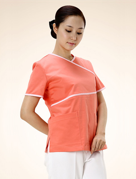 重庆定做桃红色洗手衣,女拼色洗手衣公司