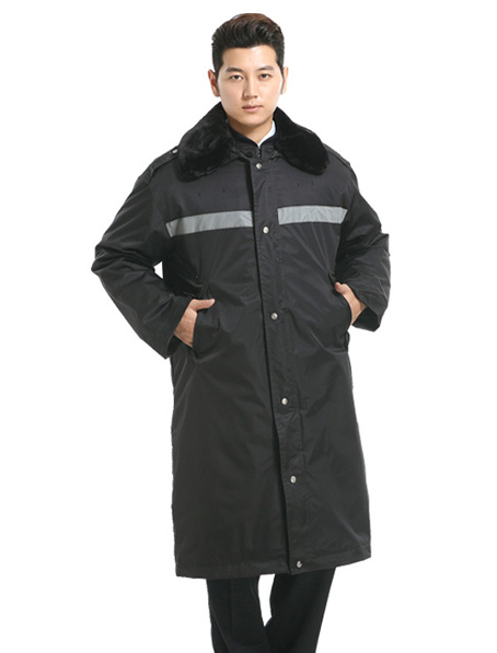 重庆长款保安防寒服定做,保安棉服款式图片