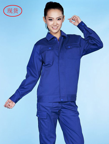 重庆天蓝色工作服定做,女装工服订做套装