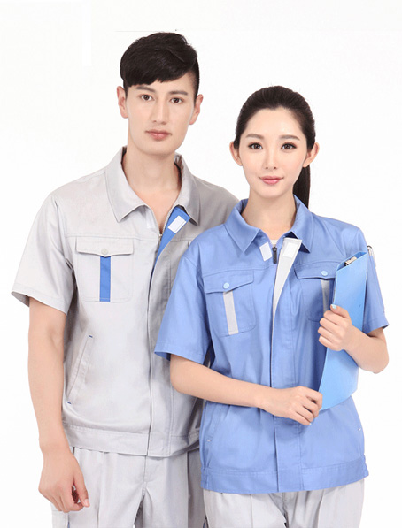 重庆定做短袖工厂制服,企业夏季工作服订做公司