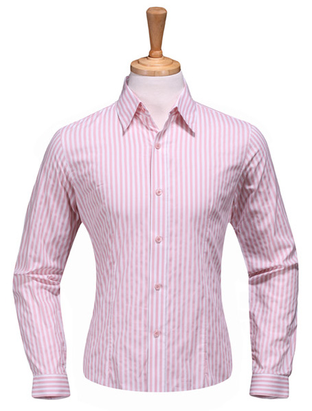 重庆订制粉色条纹男款衬衣公司