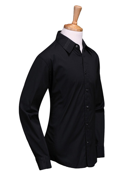 重庆韩版黑色修身男士长袖衬衣