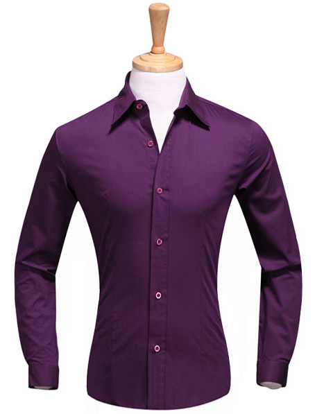 重庆定做紫色长袖衬衫面料批发