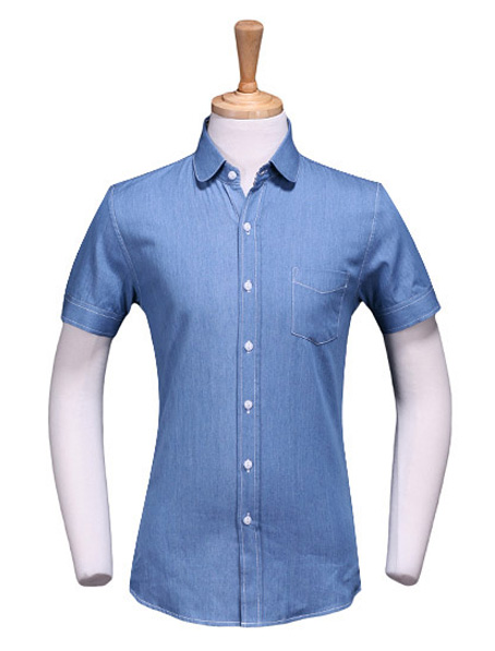重庆牛仔面料衬衫,定做短袖