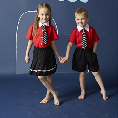 重庆校服定做红色衬衫黑色