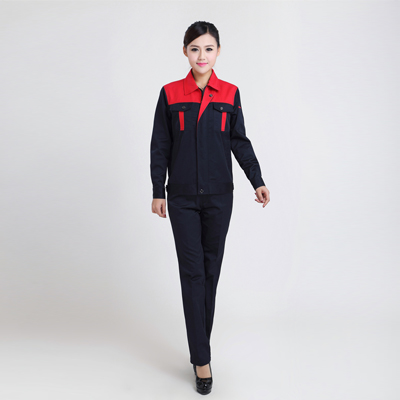 重庆女士黑红搭色工作服定